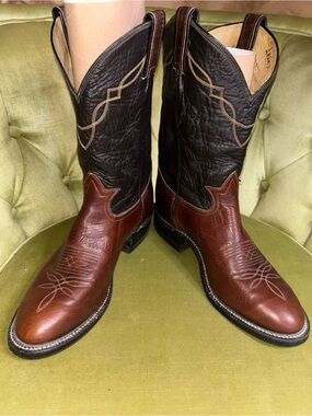 VINTAGE USA TONY LAMA STYLE 2023 COGNAC ROPER WESTERN COWBOY BOOTS 8 D
